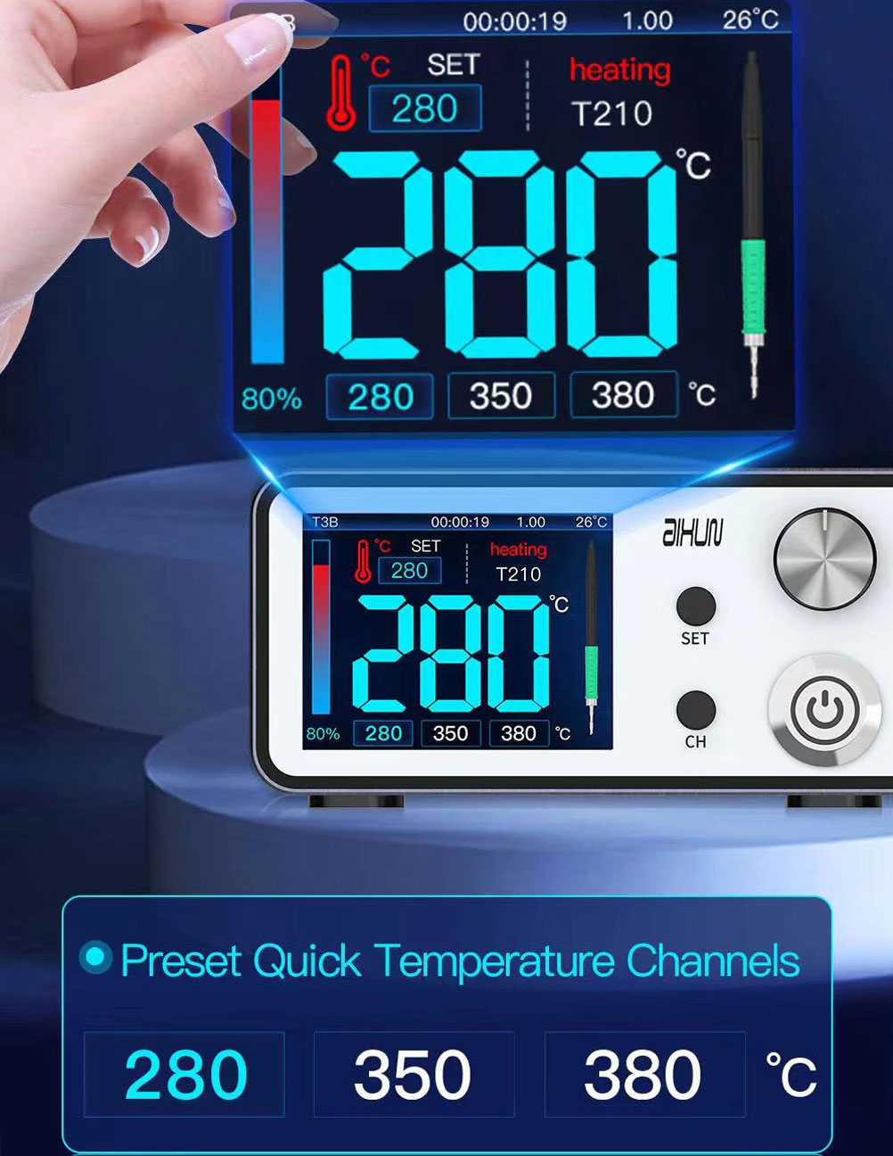 JCID AIXUN T3B Soldering Station Bundle with T115 T210 Handles and 6 Tips