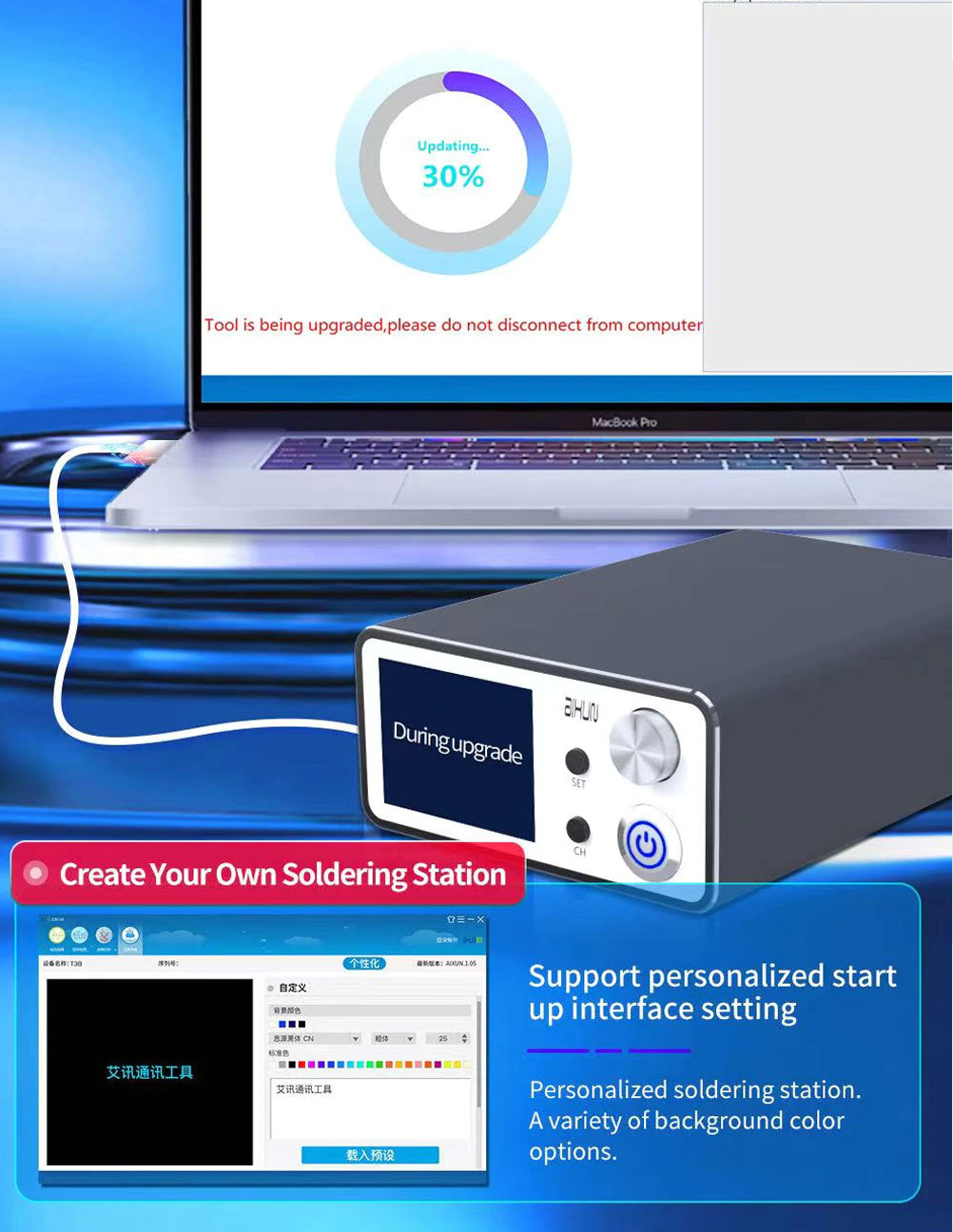 JCID AIXUN T3B Soldering Station Bundle with T115 T210 Handles and 6 Tips