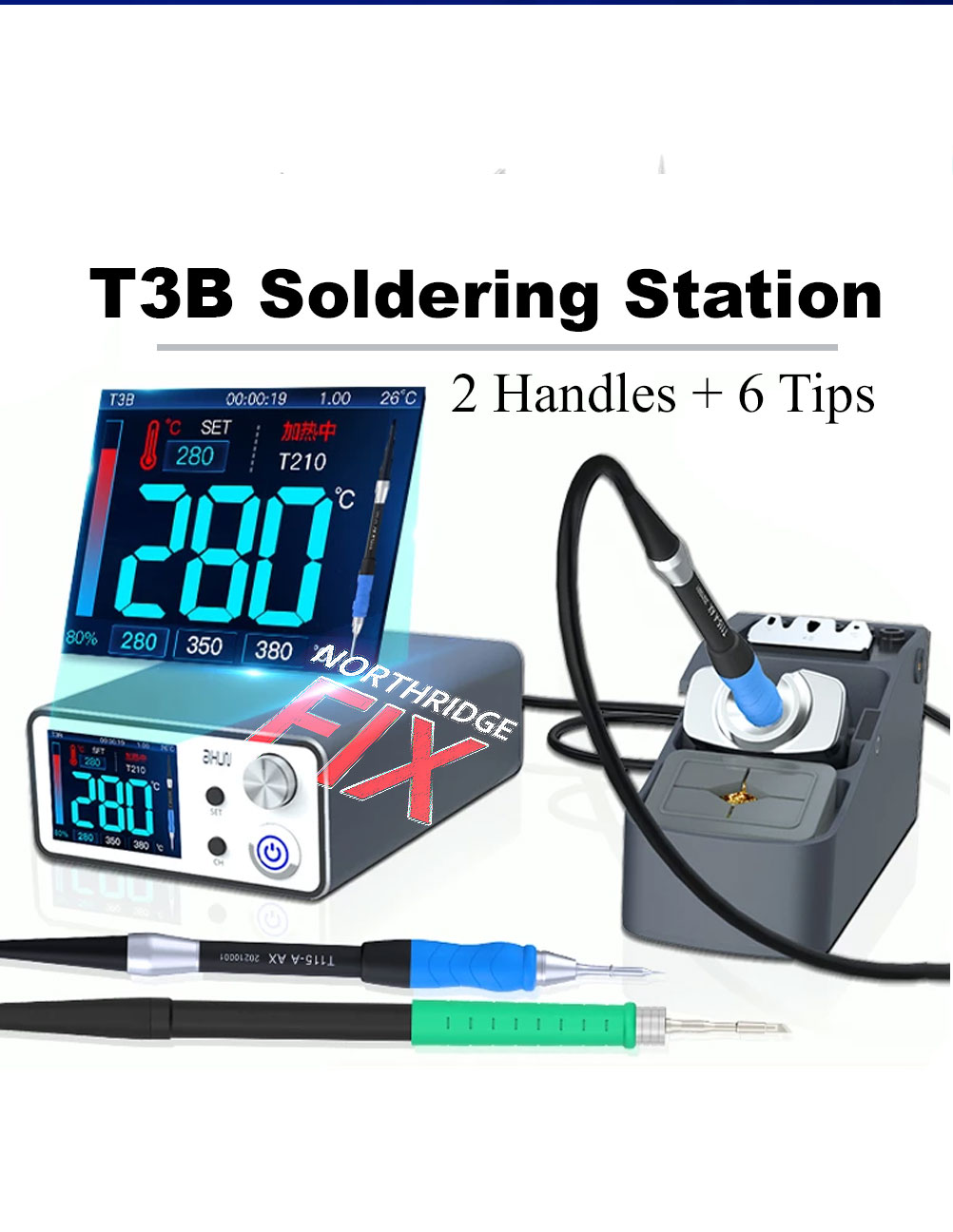 JCID AIXUN T3B Soldering Station Bundle with T115 T210 Handles and 6 Tips