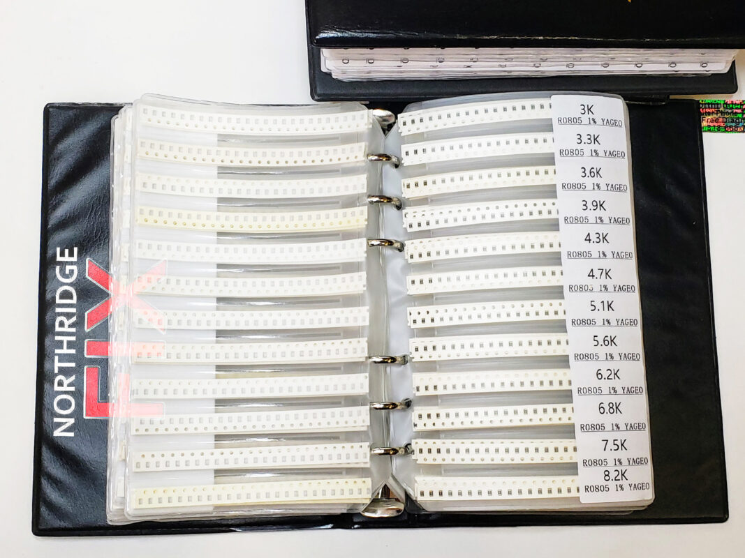 Capacitors and Resistors Component binders Up to 8500pcs per book. 1206 805 603 402 201