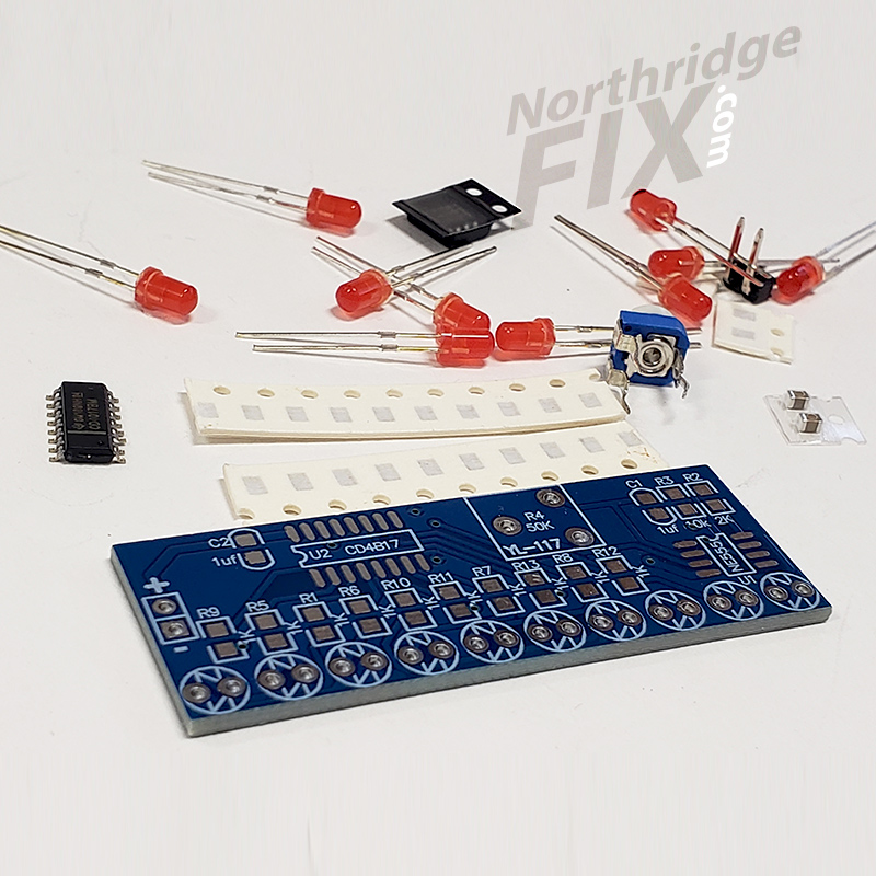 Soldering Practice Board. LED chaser Kit with SMD and Through hole  components