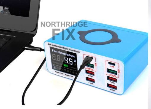 8 in 1 charging station supports 20v laptop charging, USBC, USB. QC3.0 and fast wireless charging charging